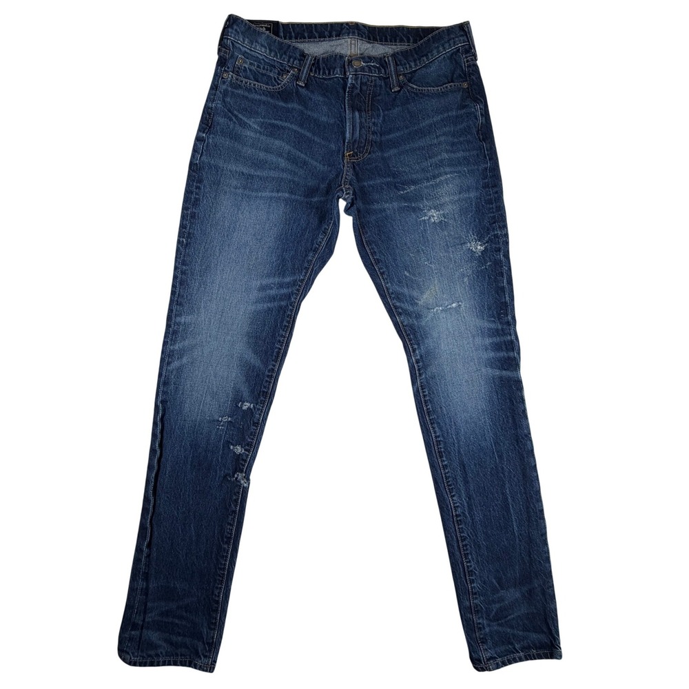 Abercrombie & Fitch Felix Super‎ Skinny Blue Distressed Stretch Jeans 34x34 Mens